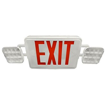 NICOR Remote Capable LED Emergency Exit Sign with Dual Adjustable LED Heads, White with Red Lettering ECL1-10-UNV-WH-R-2-R